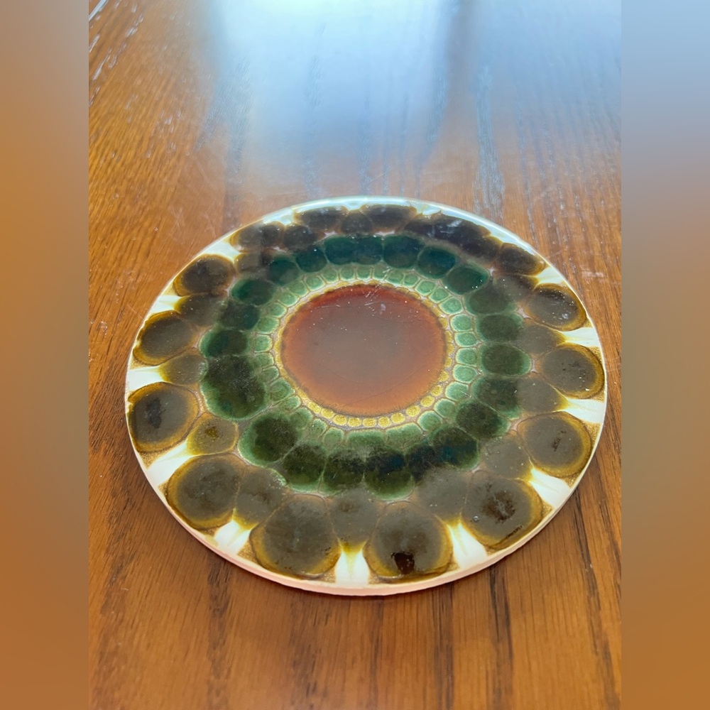 Vintage Alan Wallwork Pilkington Studio Two Ceramic 6" Round Tiles Cork Backing